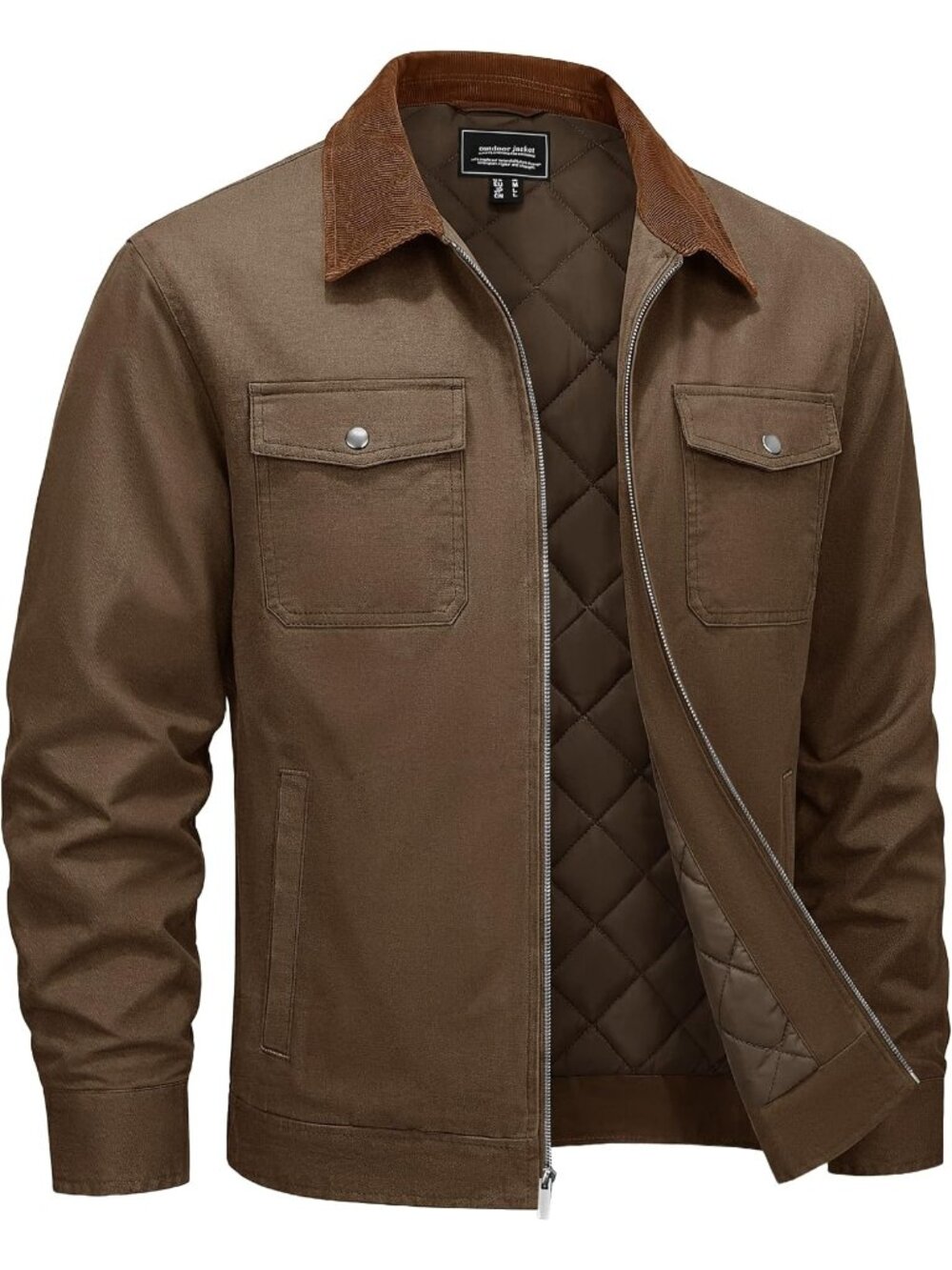 🆕Men's Green Washed Cotton Work Jacket Quilted Lined Work Wear Jackets